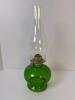 Green Glass Oil Lamp with Brass Burner