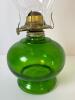 Green Glass Oil Lamp with Brass Burner - 3