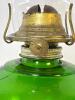 Green Glass Oil Lamp with Brass Burner - 4
