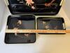 Japanese Black Lacquer Serving Trays With Bird and Floral Design - 2