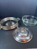 Fire-King Anchor Hocking Glass Casserole With Silverplate Holder - 2