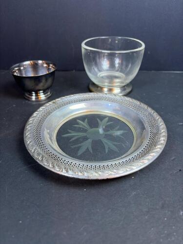 Silver Plate and Glass Bowl Dish Assortment