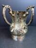Silver-Plated Brass Two-Handled Mug with Engraved Hebrew Script