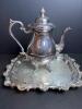 Silver on Copper Coffee Pot with Ornate Tray, Rococo-Style