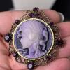 Cameo-Style Brooch and Earrings Set - 2