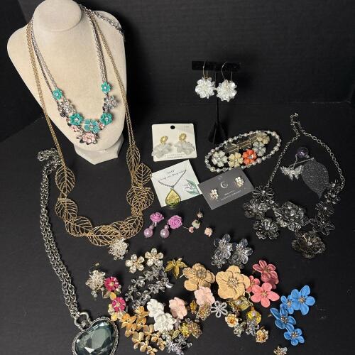 Floral Costume Jewelry, Earrings, & Necklaces