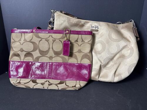 Coach Signature Shoulder Bag and Tote with Leather Trim