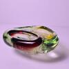 Murano-Style Art Glass Bowl With Tricolor Rim