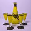 Yellow Glass Decanter with Sterling Overlay and Cordials