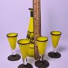 Yellow Glass Decanter with Sterling Overlay and Cordials - 2