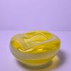 Yellow Swirl Art Glass Ashtray Bowl