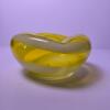 Yellow Swirl Art Glass Ashtray Bowl - 4