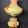 Hand-Painted Glass Hurricane Lamp With Floral Motif, Metal Base - 2