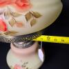 Hand-Painted Glass Hurricane Lamp With Floral Motif, Metal Base - 8
