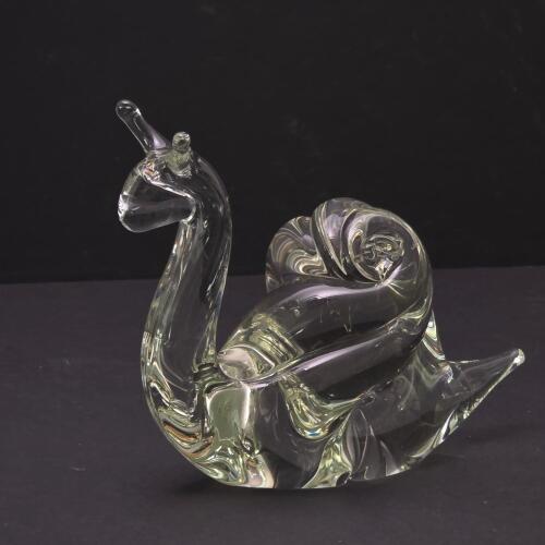 Clear Art Glass Snail Figurine