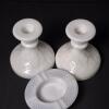 Milk Glass Candlesticks and Ashtray with Grape Motif - 2