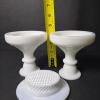 Milk Glass Candlesticks and Ashtray with Grape Motif - 3