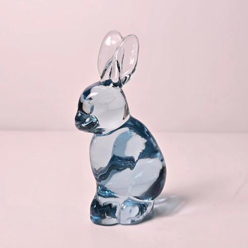 Blue Glass Bunny Figurine
