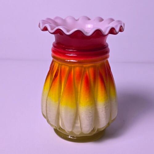 Kanawha Hand Crafted Glass Vase with Ruffled Top