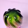 Art Glass Vase With Swirled Pink and Green Design - 3