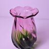 Art Glass Vase With Swirled Pink and Green Design - 5