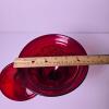 Ruby Glass Compote With Lid Etched Floral Pattern - 2