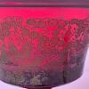 Ruby Glass Compote With Lid Etched Floral Pattern - 4