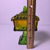 Green and Amber Pressed Glass Covered Pedestal Candy Dish - 4