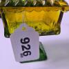 Green and Amber Pressed Glass Covered Pedestal Candy Dish - 6