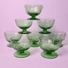 Green Textured Glass Dessert Compotes in Mid-Century Modern Style