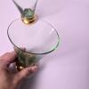 Green Glass Dessert Tray with Handle and Gold-Trim Glasses - 3