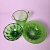 Green Depression Glass Bowl, Footed Dish & Pitcher Trio - 2