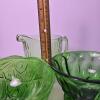 Green Depression Glass Bowl, Footed Dish & Pitcher Trio - 3