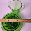 Green Depression Glass Bowl, Footed Dish & Pitcher Trio - 4