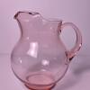 Pink Glass Pitcher With Rounded Body and Handle