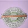 Green Depression Glass Handled Plate and Creamer - 2