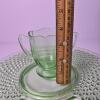 Green Depression Glass Handled Plate and Creamer - 3