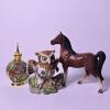 Decorative Figurines: Horse, Owl & Ornate Cloisonn&eacute;-Style Keepsake