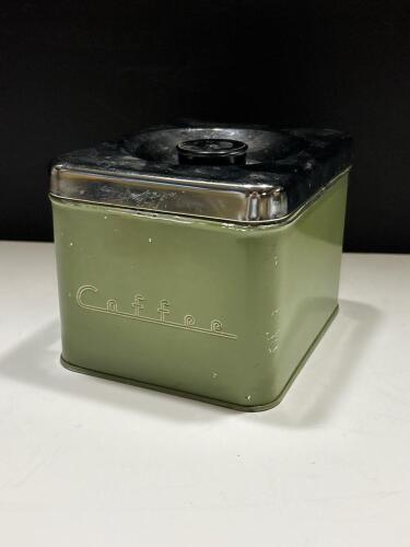 Vintage Green Metal Coffee Canister