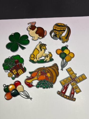 Vintage Stained Glass-Style Suncatcher Ornaments