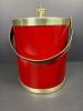 Kraftware Red Ice Bucket With Brass Trim and Handle