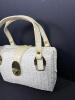 White Woven Handbag With Gold-Tone Hardware - 2