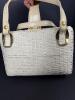 White Woven Handbag With Gold-Tone Hardware - 4