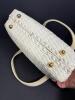 White Woven Handbag With Gold-Tone Hardware - 7