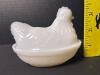 Very Small Milk Glass Hen on Nest Covered Dish - 2