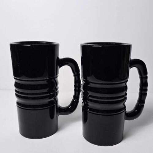 Pair of Tiara Black Glass Mugs