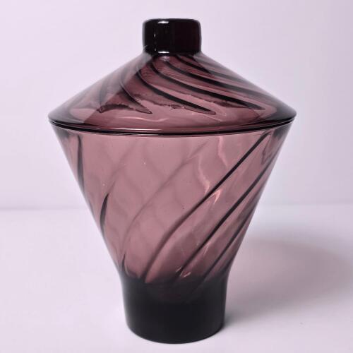 Purple Swirl Art Glass Jar with Lid