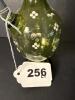 Hand Blown Green Glass Cruet with Stopper, Enamel Decoration - 5