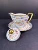 Hand Painted Nippon Creamer with Lid and Saucer, Floral and Bird Motif