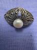 Sterling Silver 925 Marcasite and Pearl Brooch - 3